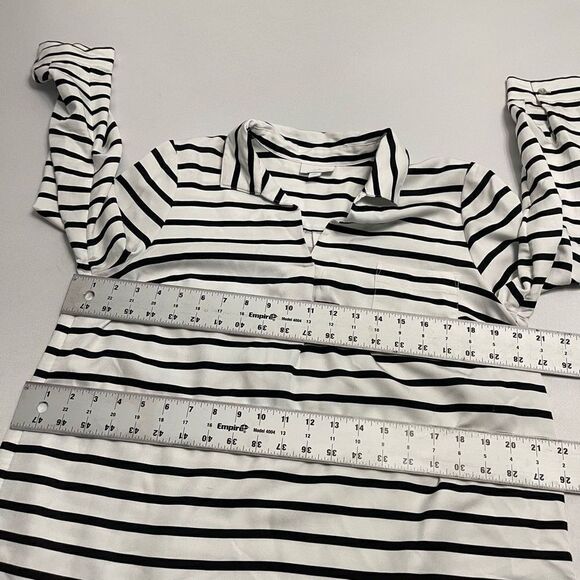 J. Jill White Black Stripe Popover Stripe Tunic Top Blouse Size MP Medium Petite - Picture 4 of 7